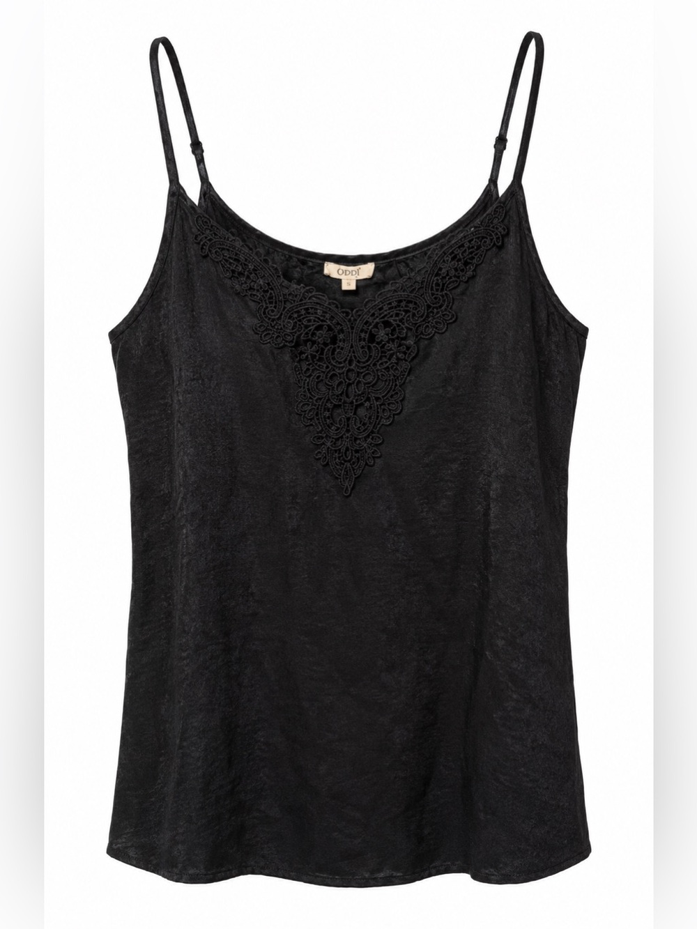 ODDI NWT Black Lace-Trim Camisole- L